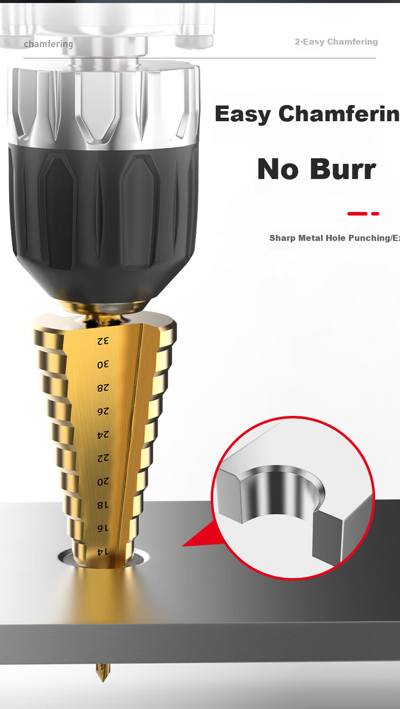 HUHAO Pagoda Drill Bit, Metal Stainless Steel High Hardness Hole Opener, Specialized Drill for Iron Opening, Hole Enlarger, Drilling Tower-Shaped Step Drill 4