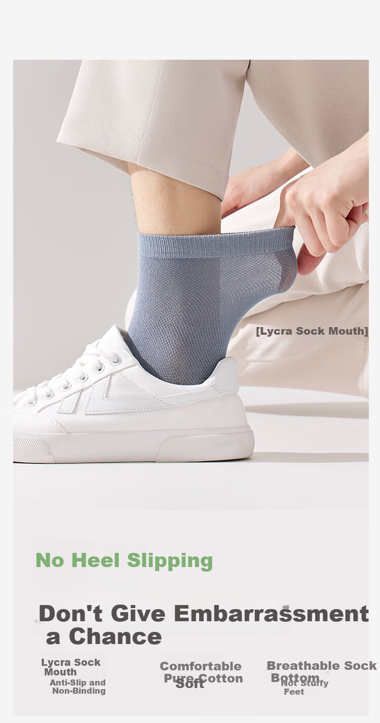 Yiershuang [100% Pure Cotton] Socks for Men, Summer Mesh Socks, Spring And Summer 50S Comfortable Sweat-Absorbing Mid-Calf Socks, 6 Pairs Mixed Colors 11