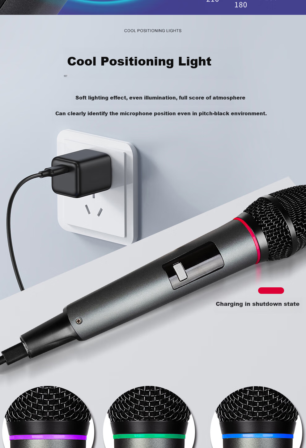 Depusheng WG1 Wireless Microphone System with Two Mics, Rechargeable Home Karaoke Conference KTV Speech Training Teaching Singing 80m Stable Reception UHF FM Professional Microphone 9