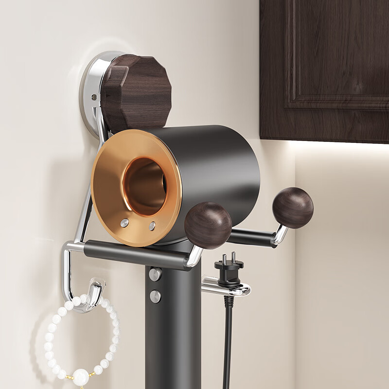 Gongxun Suction Cup Hair Dryer Holder, No Drilling Required, Bathroom Storage Rack, Wall-Mounted Organizer Shelf