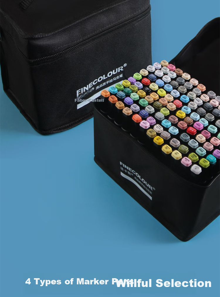 FINECOLOUR Second Generation Dual-Tip Markers, Standard 120 Colors Set, Alcohol-Based Watercolor Pens for Students, Drawing And Design, Watercolor Pens for Art Education And Painting 9