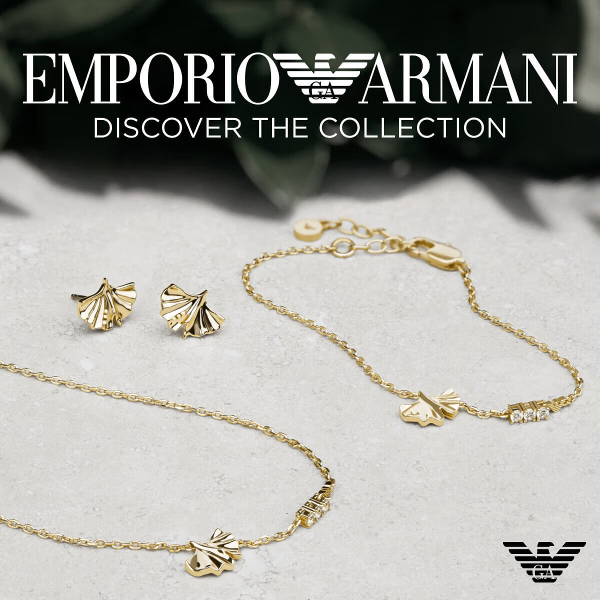 EMPORIO ARMANI Ginkgo Series Necklace Earrings Birthday Gift EGS3262710+EGS3264710