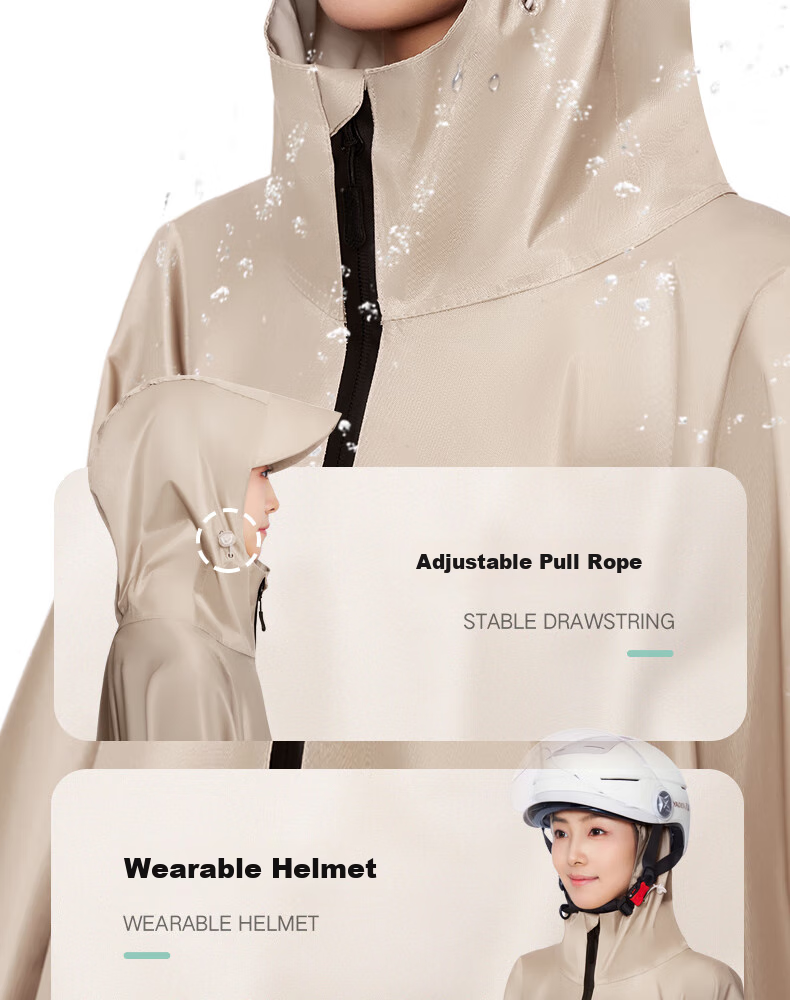 Yadi Electric Bicycle Raincoat Poncho for Men And Women, Adult Cycling Scooter Thick Long Style with Reflective Strips Single-Person Rain Poncho 6