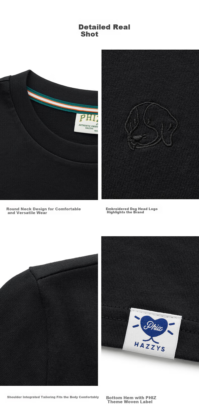 HAZZYS Women's Spring PHIZ Round Neck Long-Sleeve T-Shirt ABTSE0CAX03, Black BK, Size M (160/84A38) 12