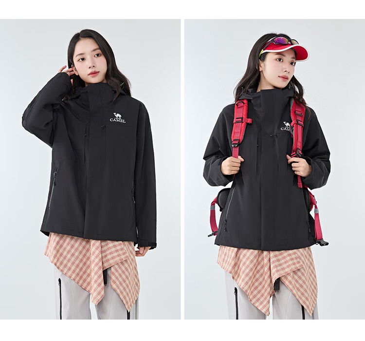 CAMEL Outdoor Jacket Three-In for Men And Women, 2025 Windproof And Rainproof Hiking Mountaineering Coat A35CA45253 XS 23