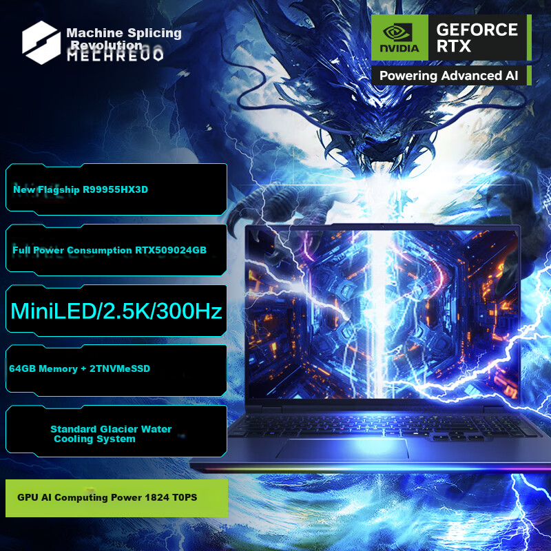 MECHREVO Canglong 16 Ultra Subsidy, 16-Inch Flagship Gaming Laptop (R9-9955HX3D, 64GB RAM, 2TB Storage, RTX50 90W Mini LED)
