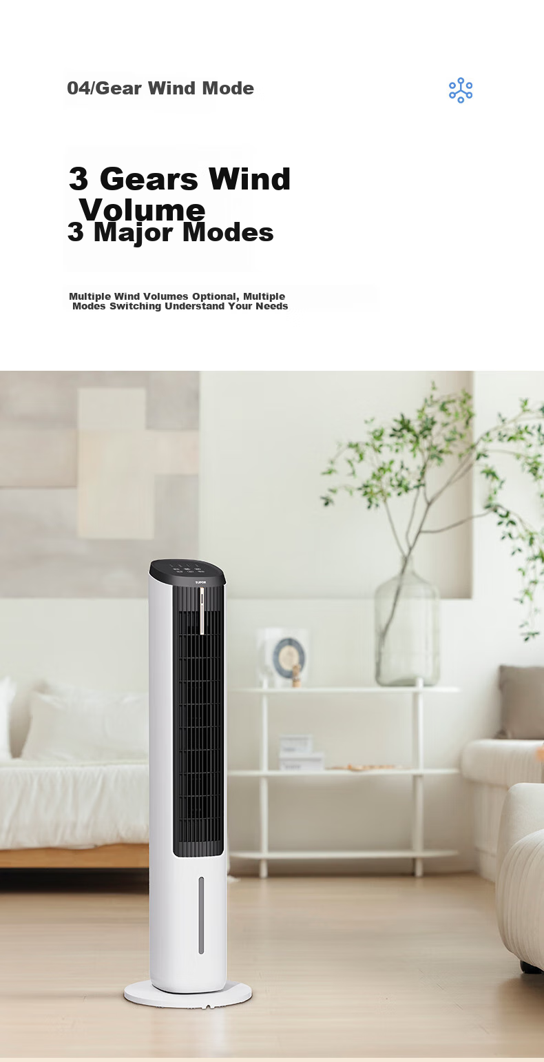SUPOR Home Air Cooler with Humidification, Smart Voice Control, Negative Ion Purification, Floor-Standing Cold Air Machine, Water-Cooled Tower Fan, Cooling Mini Air Conditioner EFD-403A 6