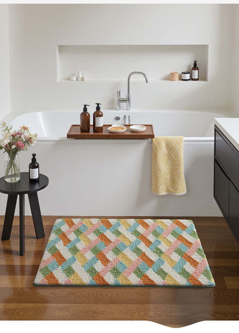 Da Jiang Bathroom Mat Toilet Bath Door Water Absorbent Non-Slip Floor Mat 40x60cm 15