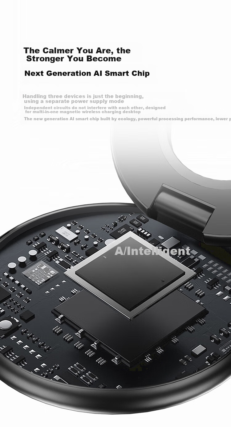 Jingshan Multifunctional MagSafe Foldable Three-In Magnetic Wireless Charging Stand for Apple IPhone Watch And Earphones, Desktop Charger, 15W Foldable Portable Fast Charging 6