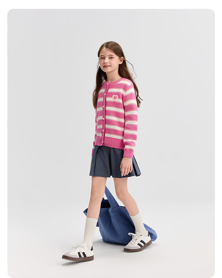 BALABALA balaOne Kids Knit Cardigan Girls 2025 Spring Autumn Sweet Sweater Stylish 208325103004 3
