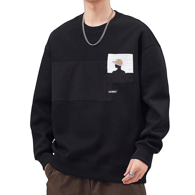JEEP SPIRIT Men's Sweatshirt Jacket, Round Neck Autumn And Winter Long-Sleeve T-Shirt, Men's Top Clothing, Casual High-End Base Layer