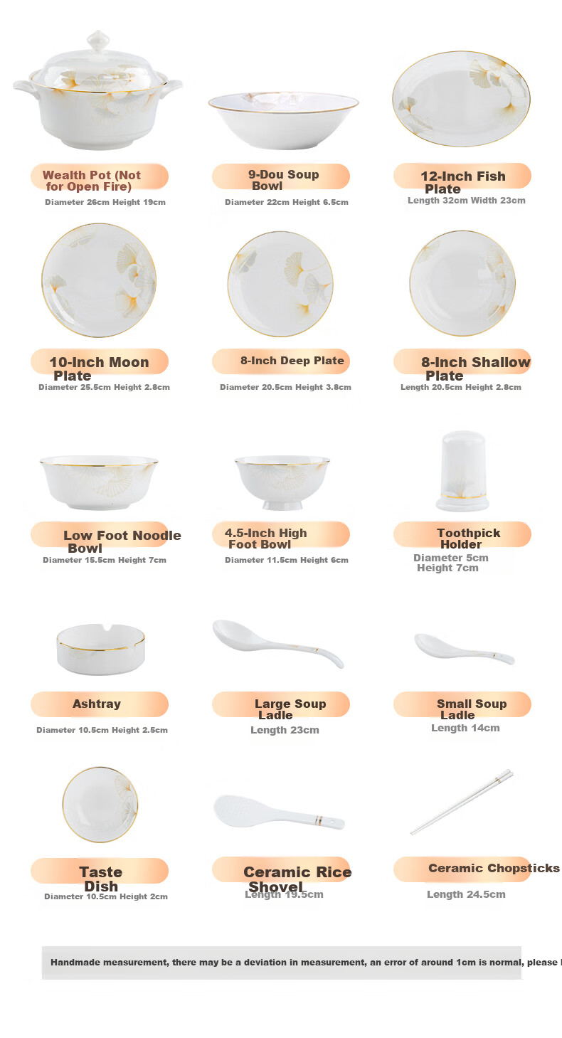 KANGQIN Ceramic Chopsticks, Bowls And Plates Set, Chinese-Style Luxury Tableware Set, Premium Feel, 81-Piece Upgraded Gift Box 12