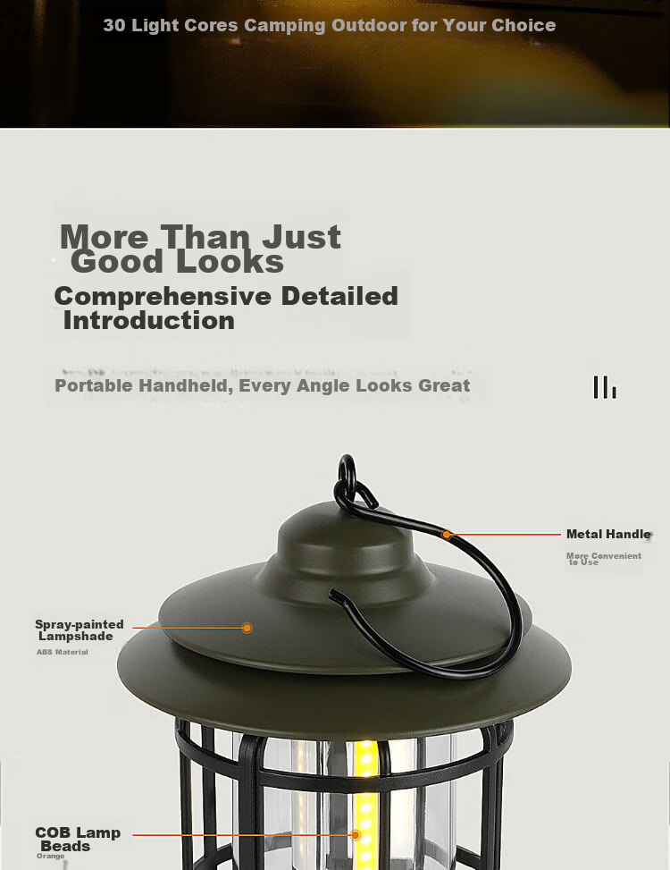 MOTIE Retro Camping Light, Illumination Lamp for Tent Atmosphere, Outdoor Camping Handheld Hanging Lamp, LED Long-Lasting Lantern Equipment 5