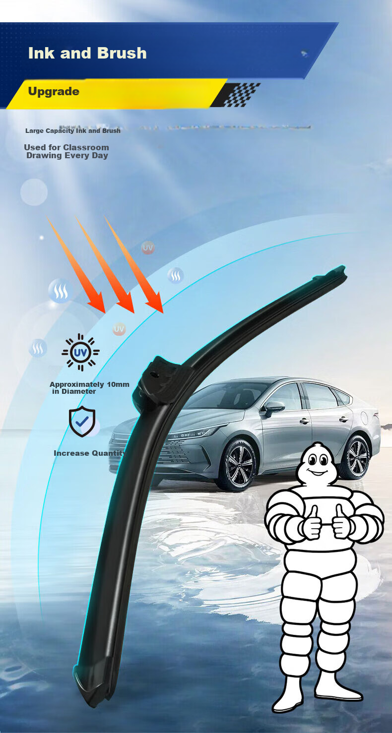 MICHELIN Frameless Car Wiper Blades, Quiet And Wear-Resistant Natural Rubber, for Audi A6L 2012-2018 Models, Kodiaq 3