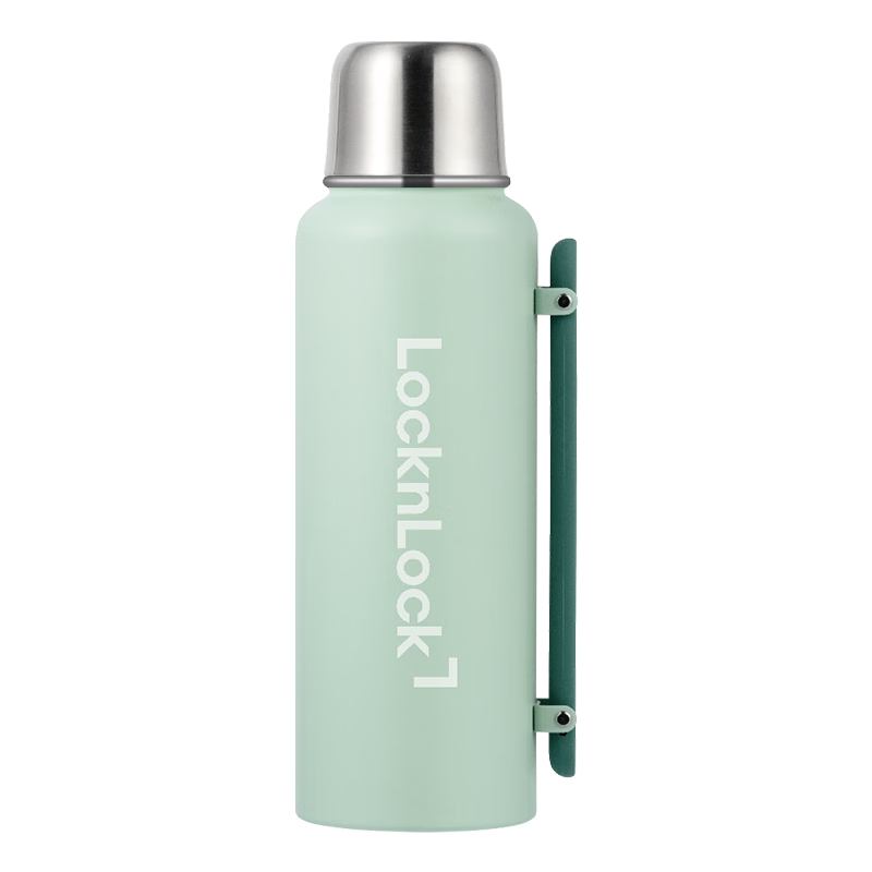 LOCK&LOCK Large Capacity Stainless Steel Insulated Bottle, Hot And Cold Water Thermos, Outdoor Travel Sports Water Bottle with Handle, 1.2L Gree