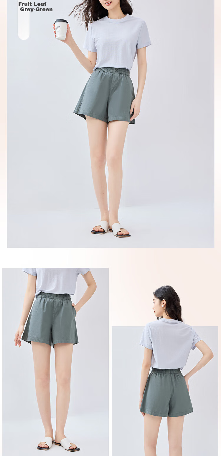Giordano Women's Casual Shorts, Summer New Style, Pure Cotton Button Elastic Waist, Loose Thin Pants, Women's 05405309 9