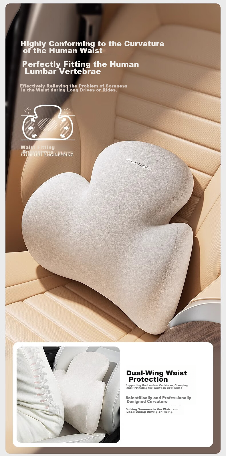 HELLOLEIBOO Car Headrest And Lumbar Support Set, Neck Pillow And Back Cushion for Vehicles, Universal Memory Foam Seat Cushion Pillow 8