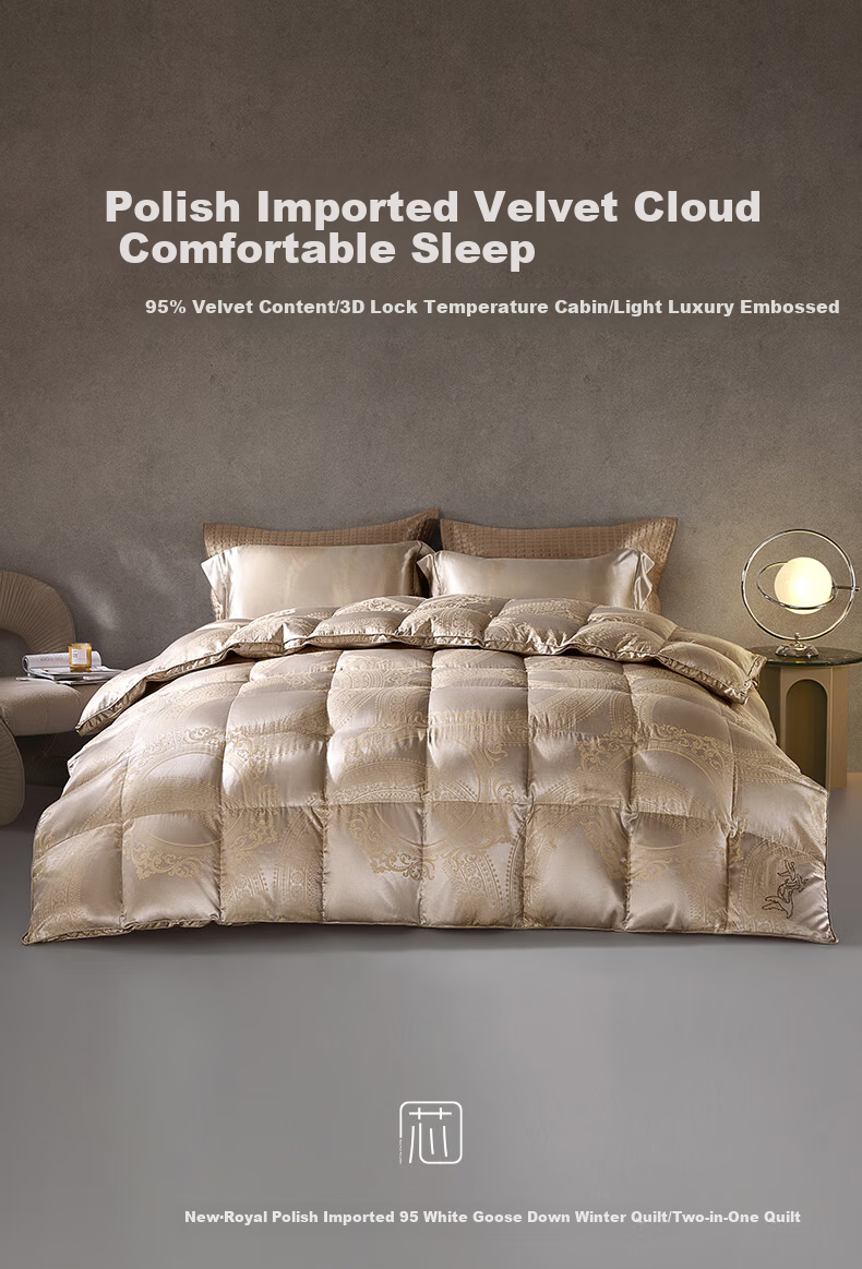 LUOLAI Home Textiles Duvet Insert, Polish Imported 95% White Goose Down Two-In Duvet Insert, 150*215cm 1