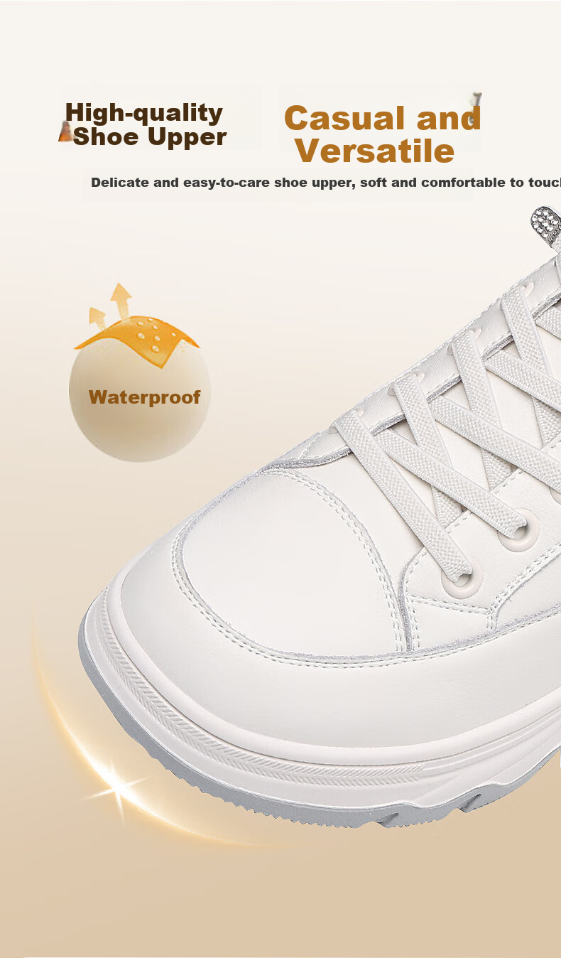 RED DRAGONFLY Women's White Sneakers, Thick-Soled Height-Increasing Mesh Breathable Casual Shoes, Platform Wedge Board Shoes for Women C0TTN05121-1 10
