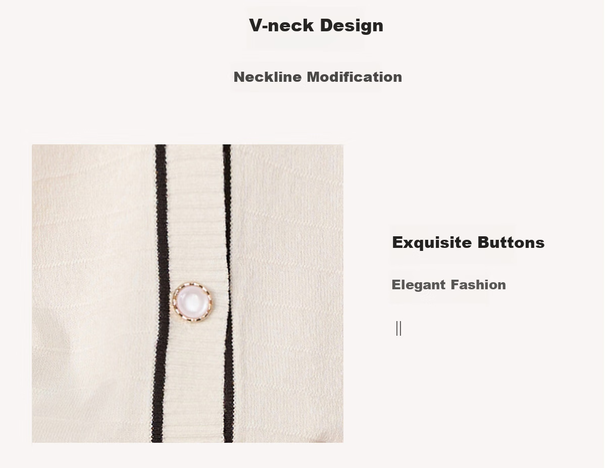 Chushen Summer Short-Sleeve T-Shirt for Women, Fashionable Elegant Chanel-Style V-Neck Thin Knitted Cardigan Top S13KT1431 5