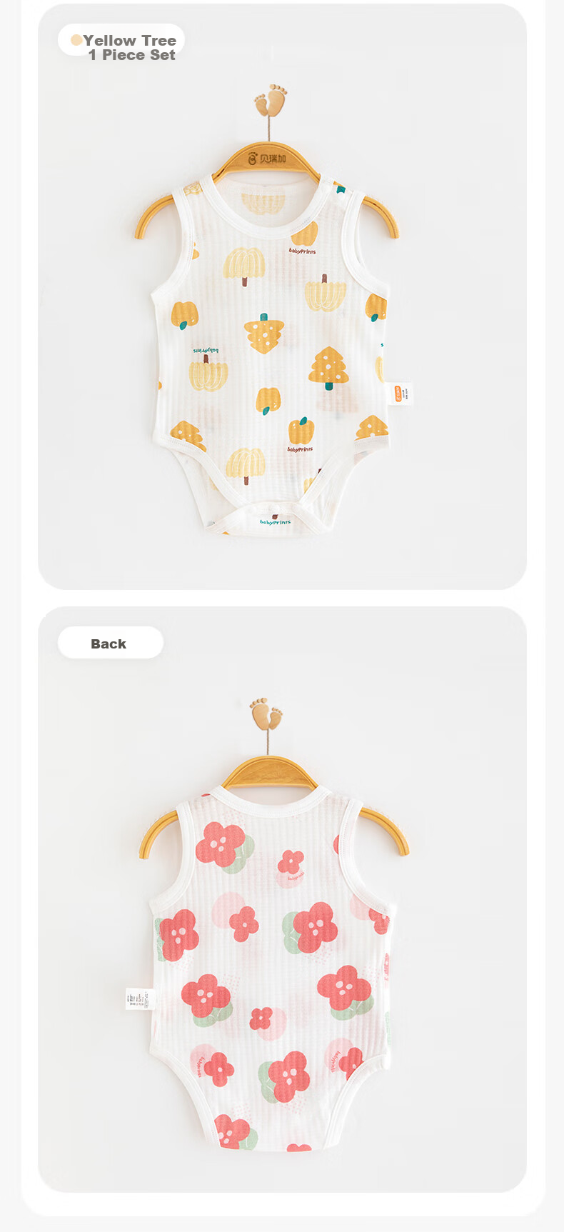 Babyprints Baby Romper, Summer Pure Cotton Sleeveless Bodysuit, Infant Thin Triangle Onesie, Soft Jumpsuit, Pink Floral Pattern, Size 73 5