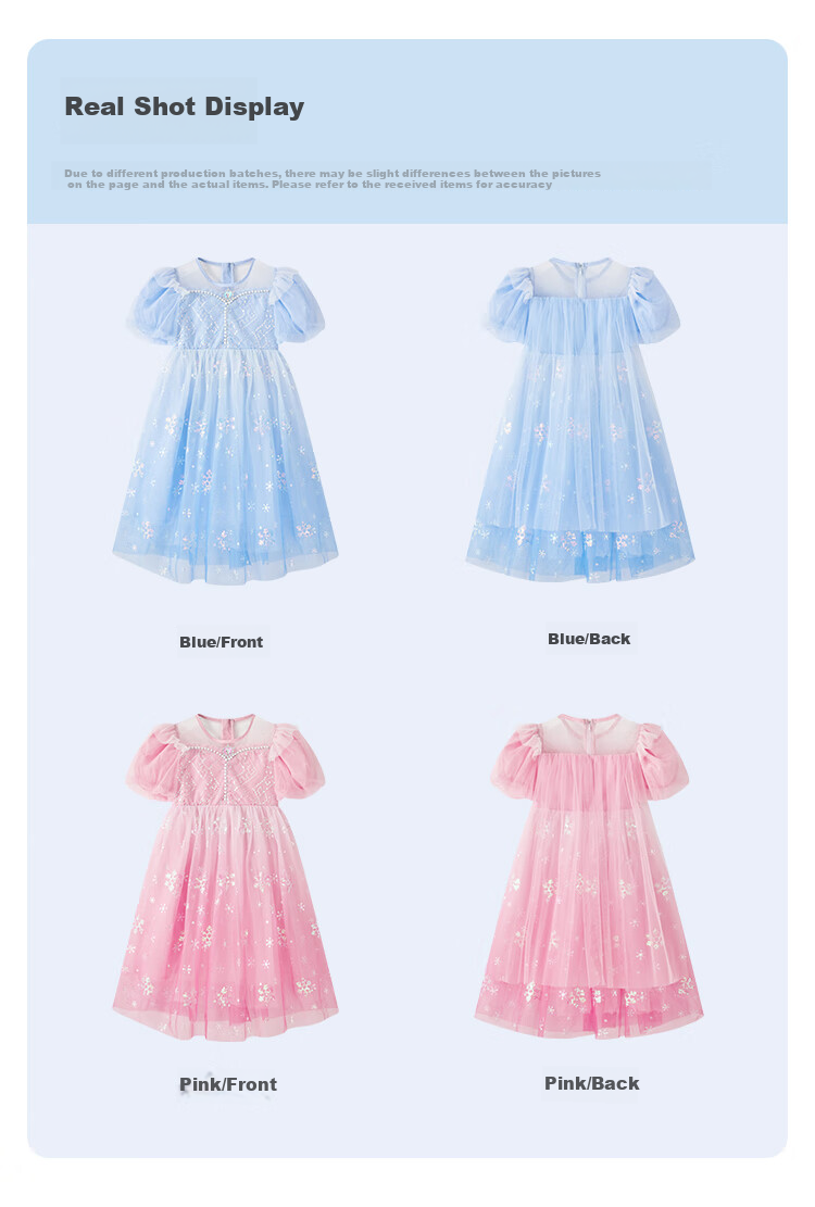 Disney Elsa Princess Dress, Girls' One-Piece Dress, New Summer 2026 Style, Children's Tulle Elsa Performance Gown, Gift Item 5