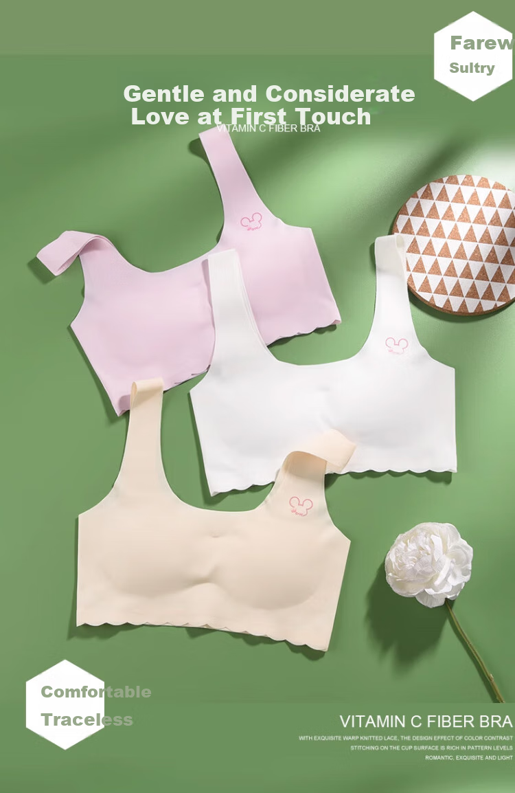 Zaishuo Girls' Underwear for Middle And High School Students, Puberty Stage Two And Three Development, Sports Running Seamless Thin Bra Vest 13