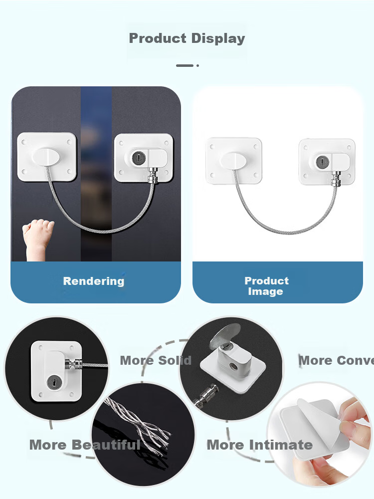 9I9 Children's Window Lock Limiter, Baby Drawer Lock, Cabinet Door Lock, Refrigerator Lock, Sliding Door Lock, Freezer Lock, Multifunctional A3 11