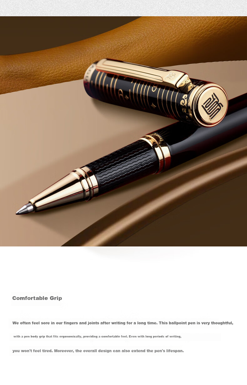 MONTAGUT [Mid-Autumn Festival Gift] Signature Pen for Men And Women, Black High-End Business Ballpoint Pen, Tiger Embossed Series Hong Li Ya 0.5mm 5