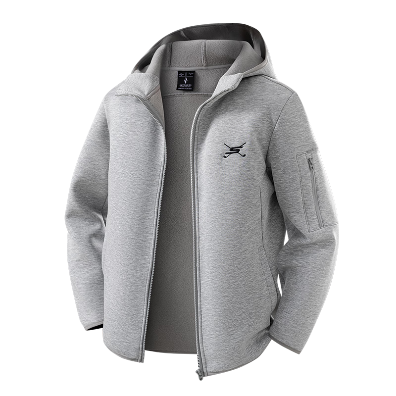 Skechers Men's Jacket 2026 Spring New Outdoor Sports Breathable Zip-up Fleece Casual Sweatshirt