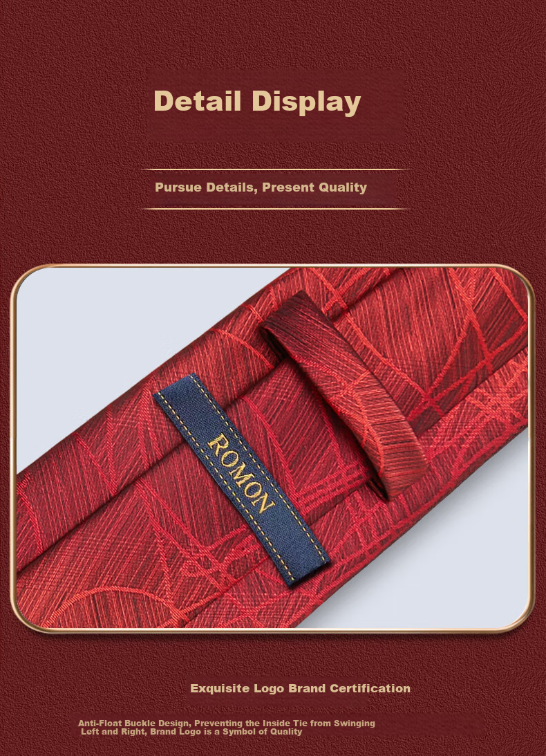 Luomeng Men's Business Formal Wear Patterned Tie, 8cm Hand-Tied, for Interviews, Gifting, Boyfriends, Wedding Groom, Groomsman, Red Gift Box Packaging 8