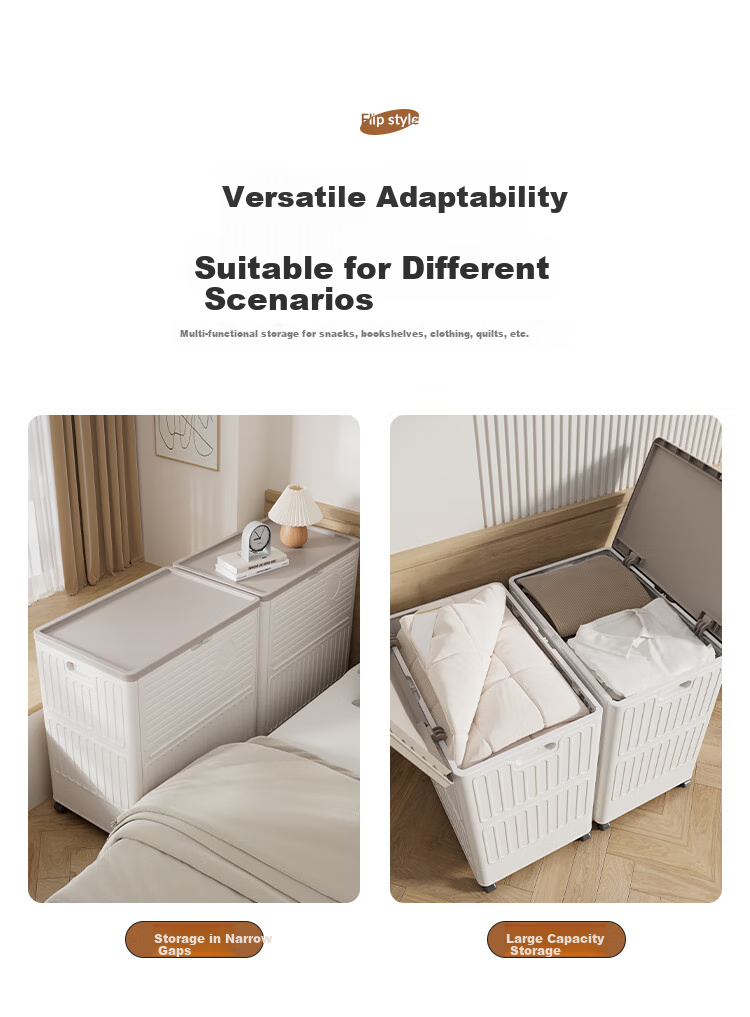 Bangnimeijia [Extra Large Capacity] Clothes Storage Box with Wheels, Side-Opening Lid for Home Use, Garment Organizer, Quilt Storage Cabinet 6