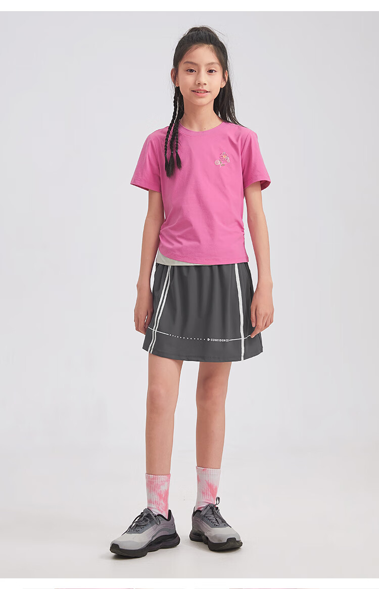 SOUHAIT Girls' Sun Protection Shorts, Summer 2025 Cool-Feeling Skort, Children's Pants, Truffle Green, Size 130 14