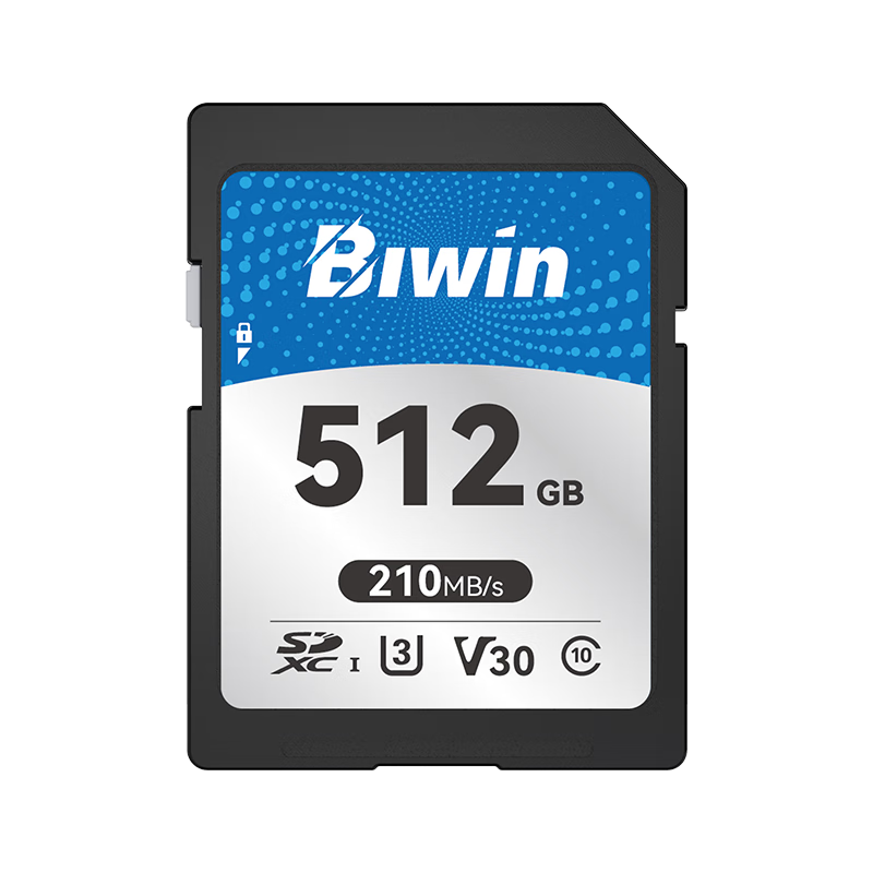BIWIN 512GB SD Memory Card U3 V30 Camera Memory Card High-Speed SD Card Large Capacity 4K Ultra HD Shooting Read Speed 210MB/s Write Speed 170MB/s