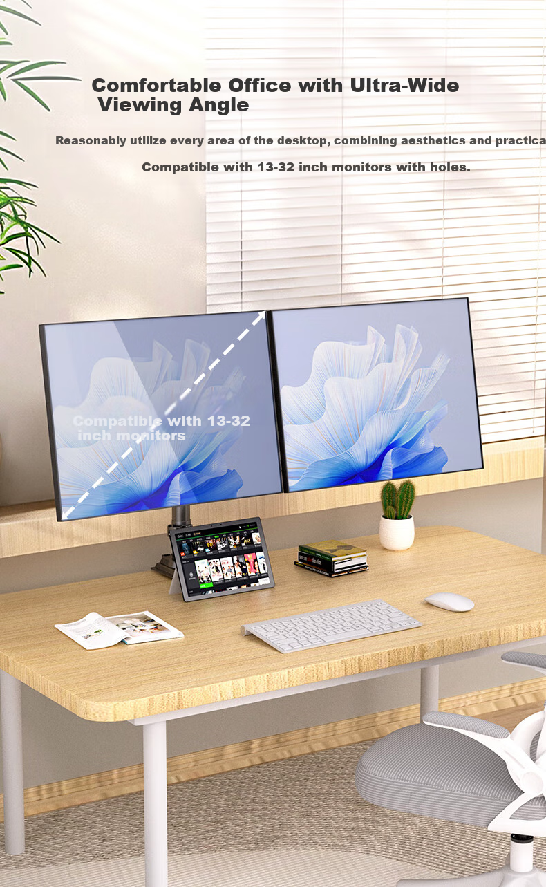 ECOLA NF941H Dual-Arm Heightened Column Computer Monitor Stand (Pricing Unit: Piece) Black 10