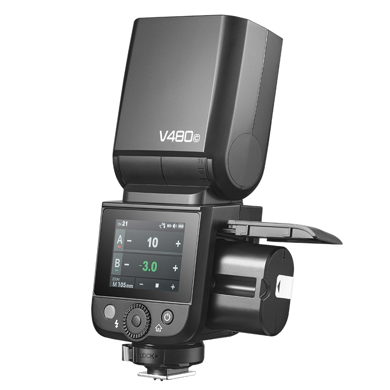 Godox V480 Touchscreen TTL High-Speed Sync Lithium Battery Hot Shoe Flash Portable Wedding Photography Light [Canon Version]