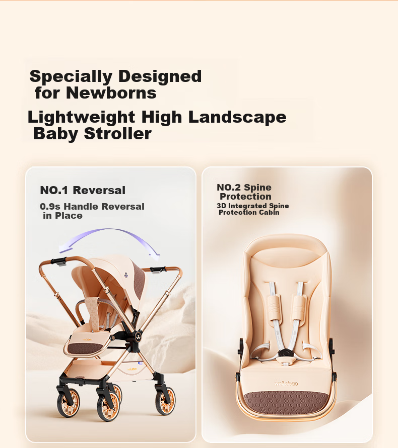 Welebao Huhangjia Baby Stroller Convertible Recline One-Key Folding Reversible High Landscape Lightweight Newborn Infant Pushchair B 9