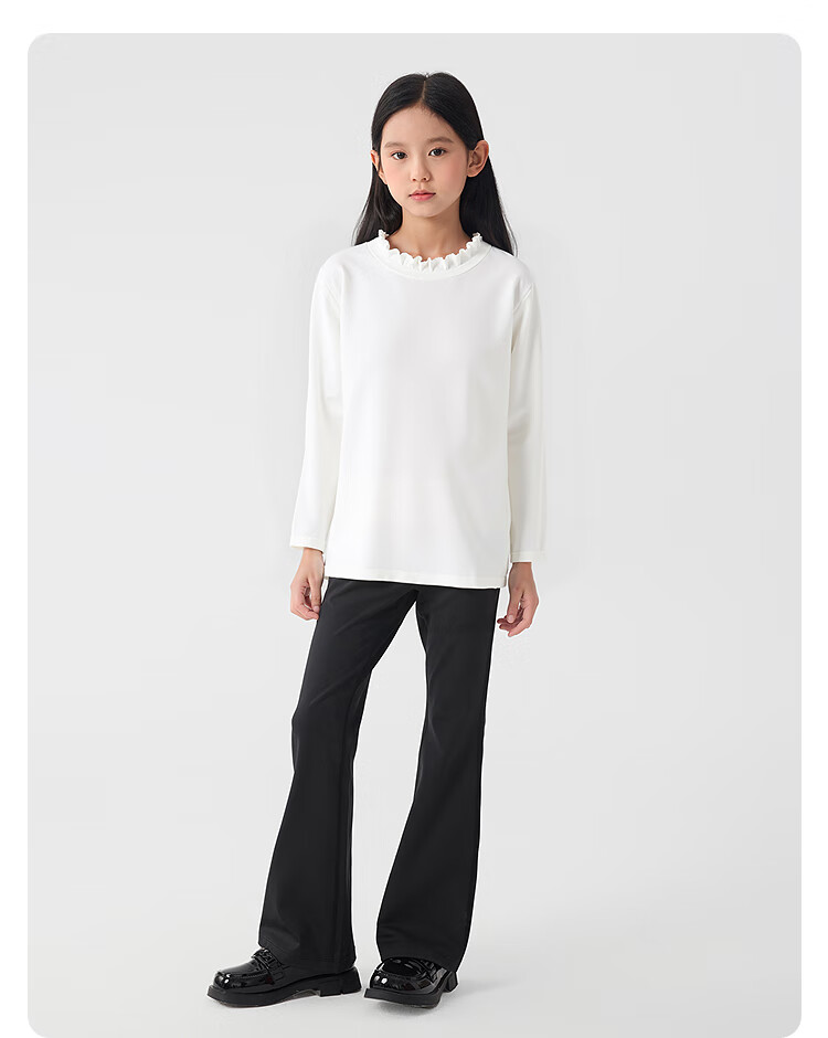 BALABALA Girls' Long-Sleeve T-Shirt, Children's Autumn Sweet Doll Collar Inner Layer Top Cute 208325100001 8
