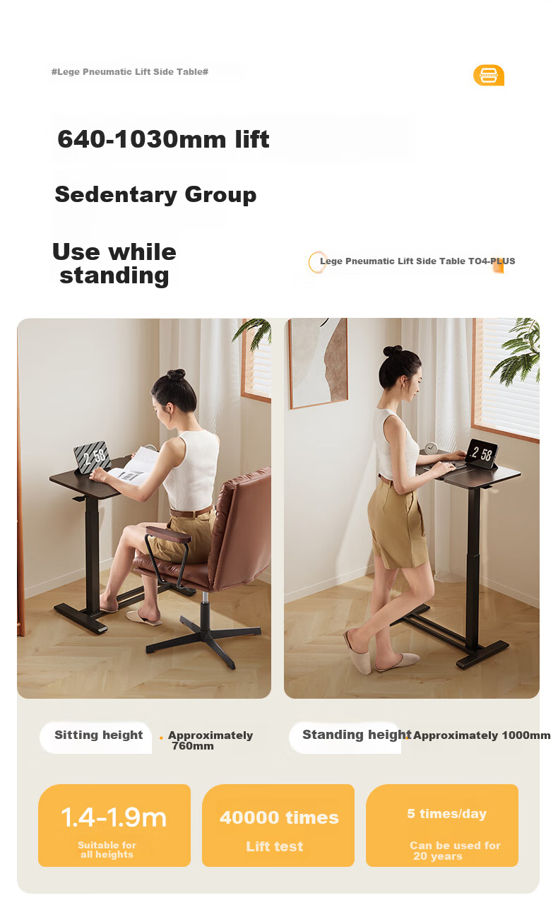 Loctek Mobile Bedside Table, Adjustable Height Desk, Computer Desk, Dorm And Home Lazy Table, Small Table T04-Plus White 6