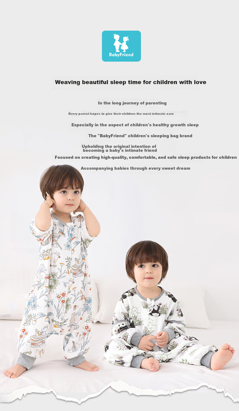 Baby Friend Bamboo Cotton Sleeping Bag for Infants, One-Piece Pajamas, Anti-Kick Blanket for Children, Summer Use, Front 4 Back 2 Mesh Sleeping Sack, Size 100 15