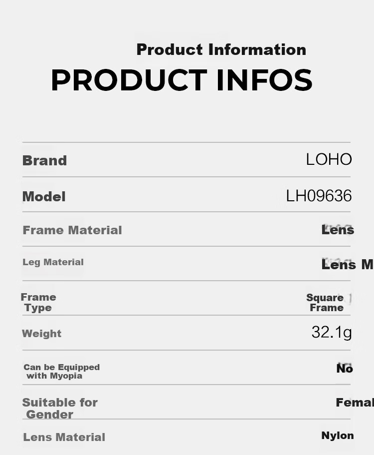 LOHO 2024 New Women's Sunglasses, Mirror Finish for A Luxurious Look, Small Frame, Acetate Material, Round Frame, Fashionable Eyewear, LH09636 Black 9