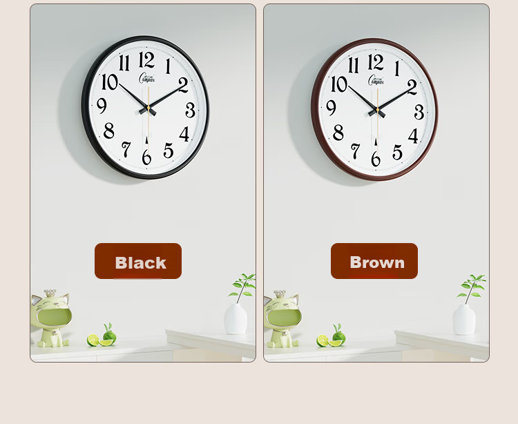 Compas Radio-Controlled Clock Automatic Time Synchronization, Quiet Wall Clock for Living Room, Exam Room Timepiece Wall-Mounted, 2734 Coffee Color 33cm 3