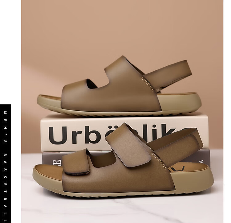 Aokang Men's Summer Sandals Beach Shoes Fashion Outdoor Casual Sports Sandals Birkenstock Style Khaki Size 40 2