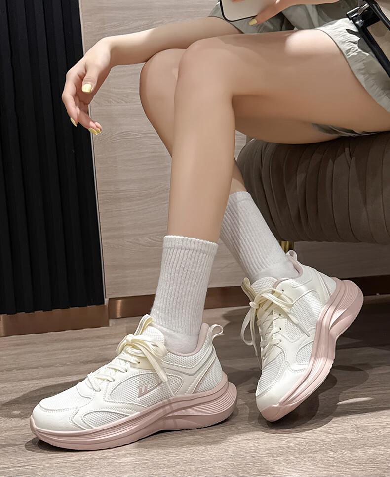 Warrior Women's 2025 New Breathable Mesh Soft Sole Comfortable Sports Shoes Beige Pink Size 36 21