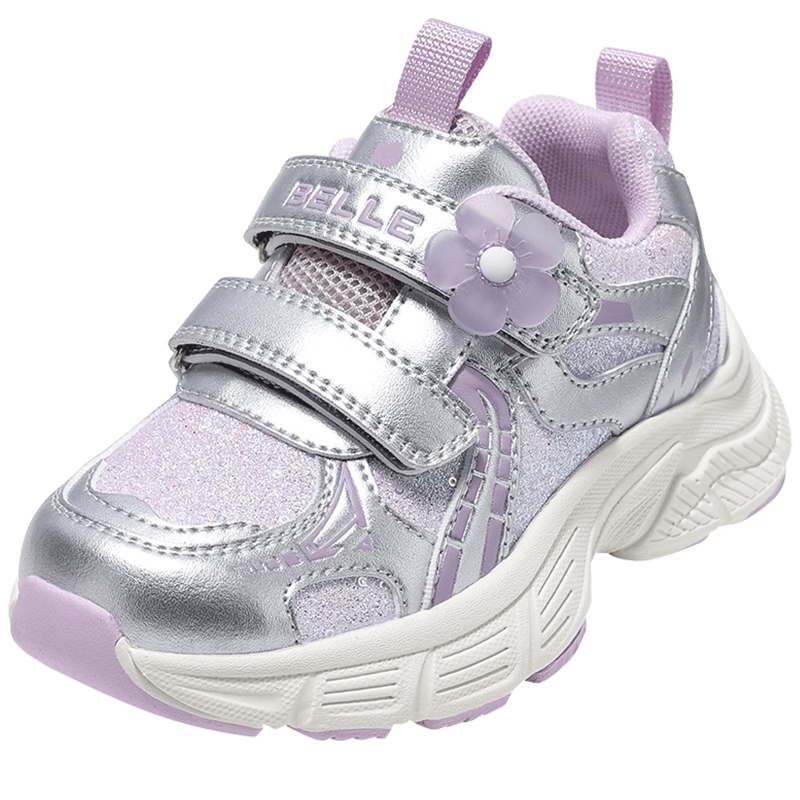 Belle Children's Shoes, Kids' Sneakers, Autumn Casual Shoes, Dad Shoes, Girls' Running Shoes for Older Children, Purple, Size 34