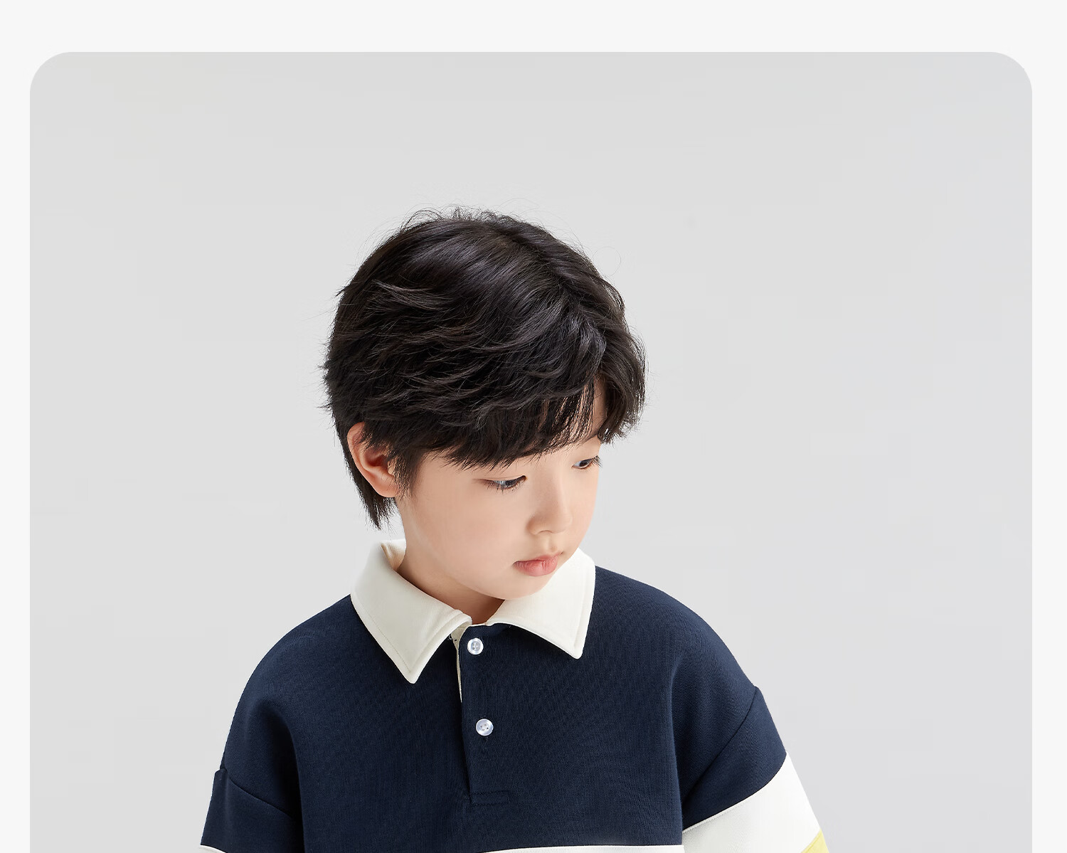 Zuoxi Boys' Polo Shirt Sweatshirt, 2026 New Trendy Children's Striped Color-Block Pullover, Navy Blue, Size 160 13