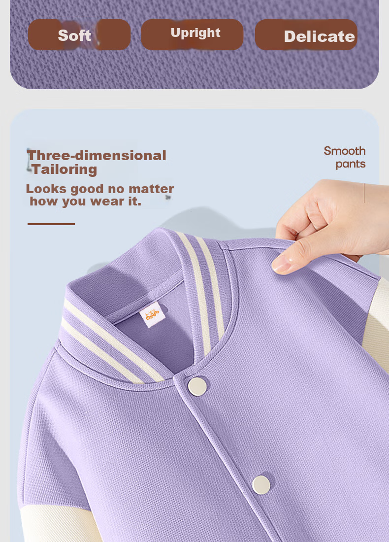 Baleno Girls' Spring And Autumn Outfit, 2026 Style, Older Girls' Color-Block Baseball Jacket, Children's Casual Pants Set, Two-Piece Suit 3