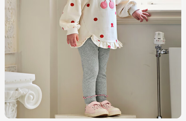 DAVE & BELLA Children's Long Pants Set, Autumn Girls' Base Layer Pants, Long-Sleeve Sweatshirt Two-Piece Set 2