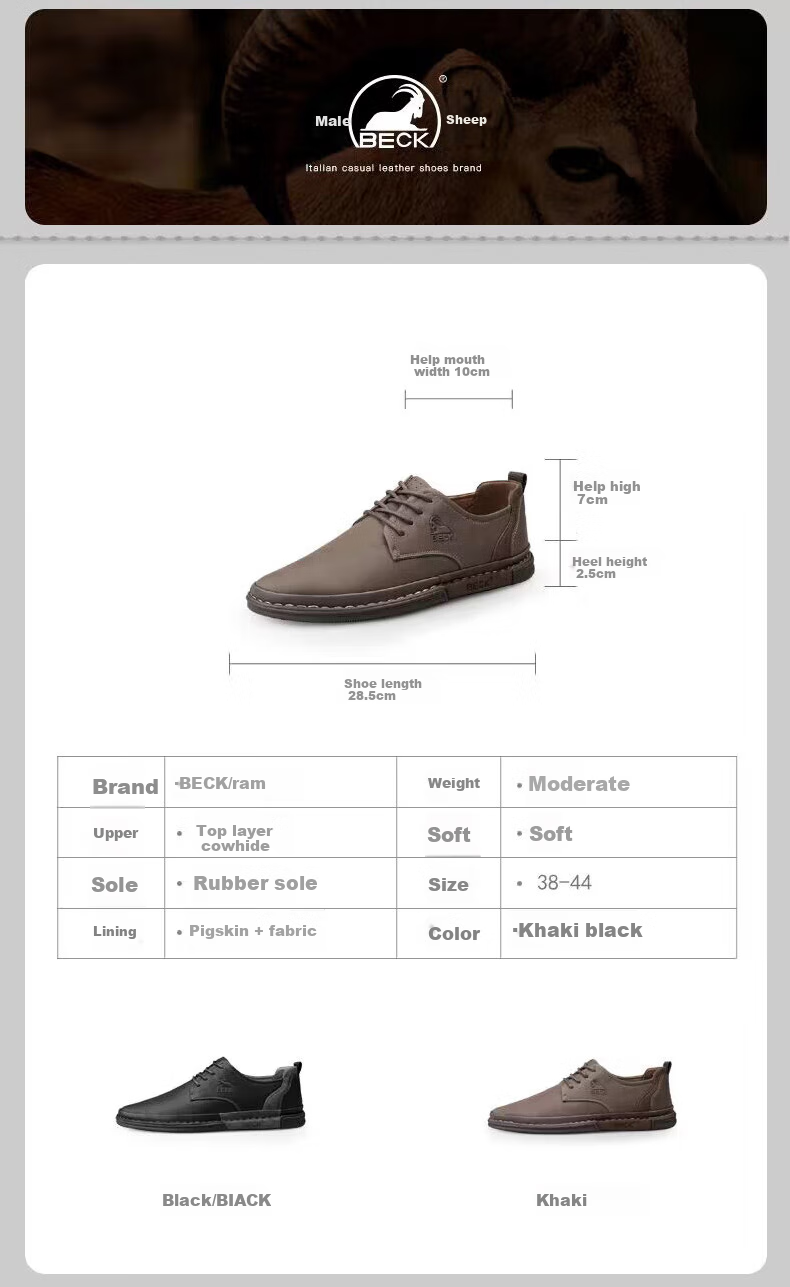 Gongyang Leather Shoes for Men, Genuine Leather, Spring And Autumn Formal Business Shoes, British Style Trendy Casual Shoes for Men, Black, Size 43 6