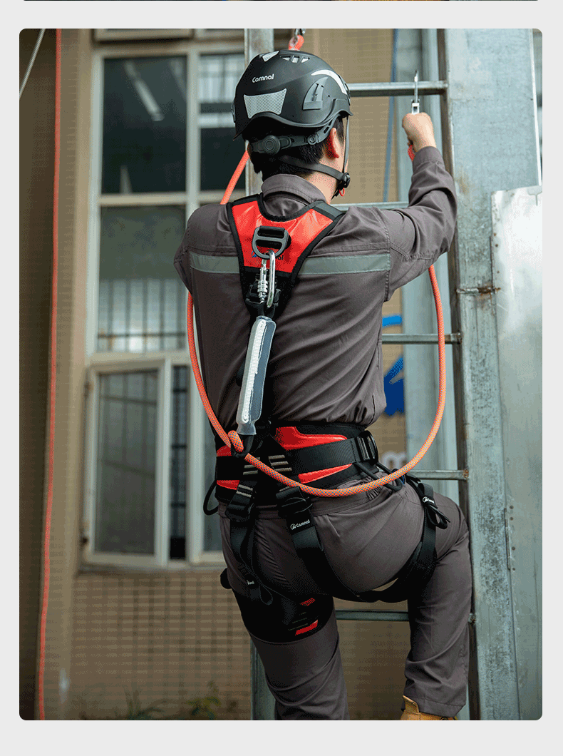 Kanle Five-Point Safety Harness for Outdoor High-Altitude Work, Air Conditioning Installation Full Body Safety Belt Fall Protection Cushion Pack, Safety Harness + 1.8m Single Small Hook + Cushion Pack 5